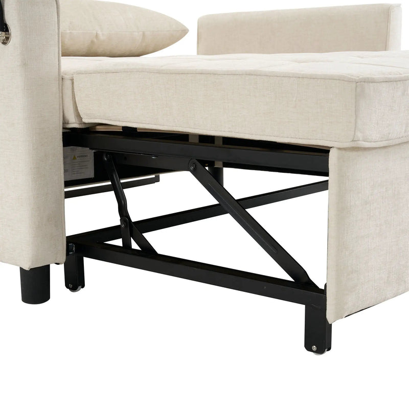Pull-Out Sleeper Sofa With Reversible Backrest Cushion, Side Pockets, 2 USB Ports And A Phone Holder For Living Room by HouseOfZazla