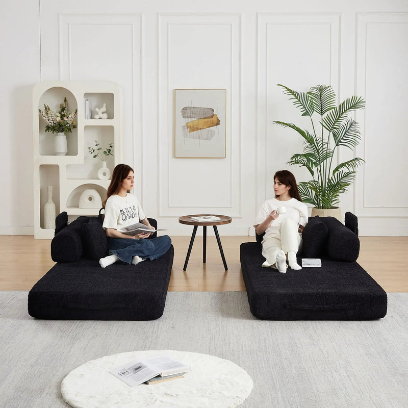 Convertible Sleeper Sofa Bed With Cylindrical Pillow by HouseOfZazla