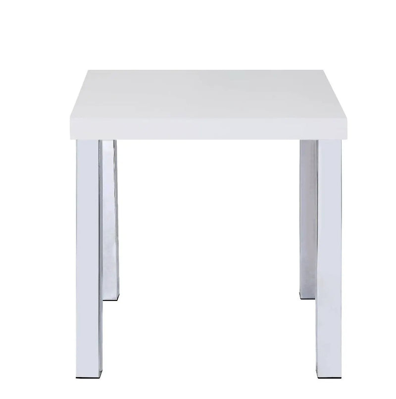 Harta - End Table - White High Gloss & Chrome by Unique Piece Furniture