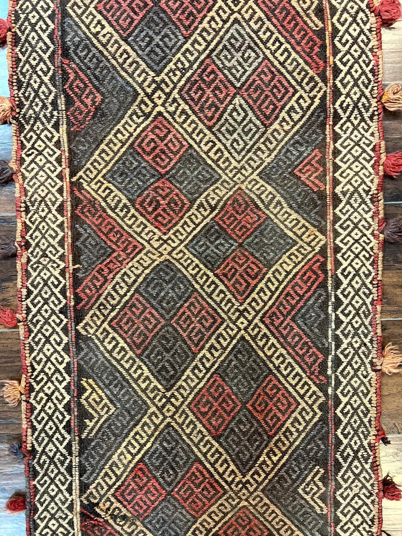 Tribal Runner Rug 2x8, Pakistani Turkoman Runner, Wool Handmade Vintage Rug by Jewel Rugs