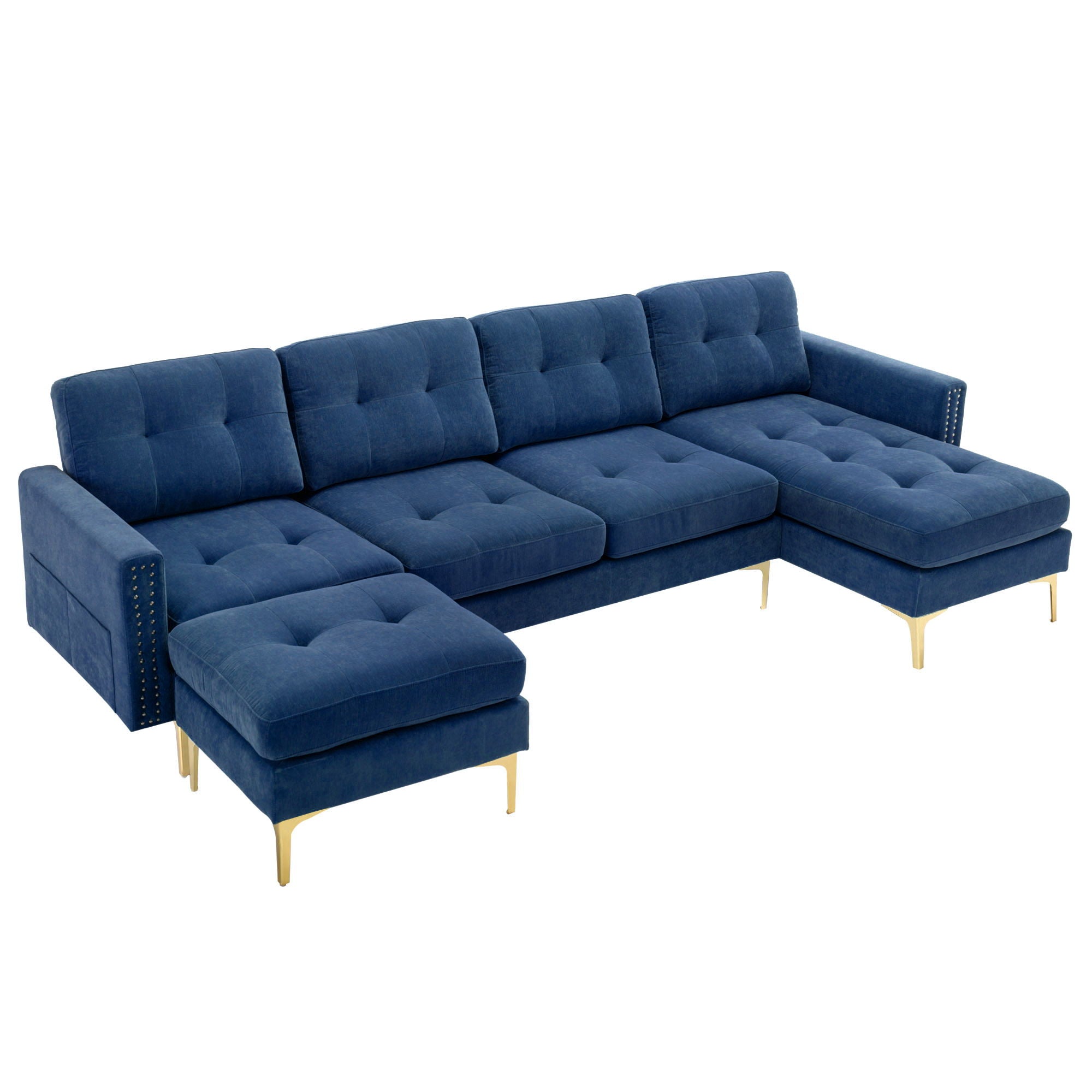 Modern L - Shape Convertible Sectional Sofa With Movable Ottoman by HouseOfZazla