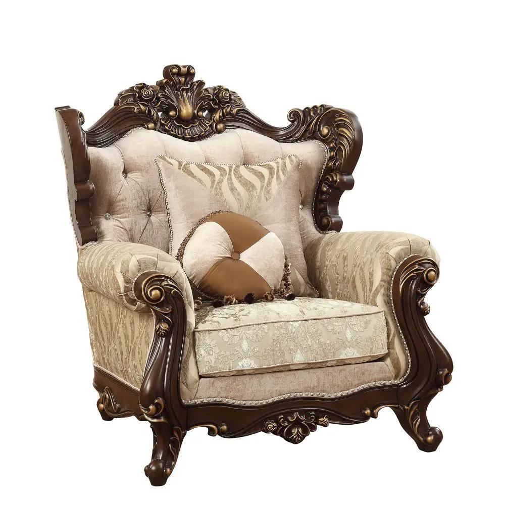 Shalisa - Chair With 2 Pillows (Same Lv01587) - Fabric & Walnut by Unique Piece Furniture