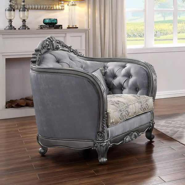 Ariadne - Chair With Pillow - Fabric & Platinum