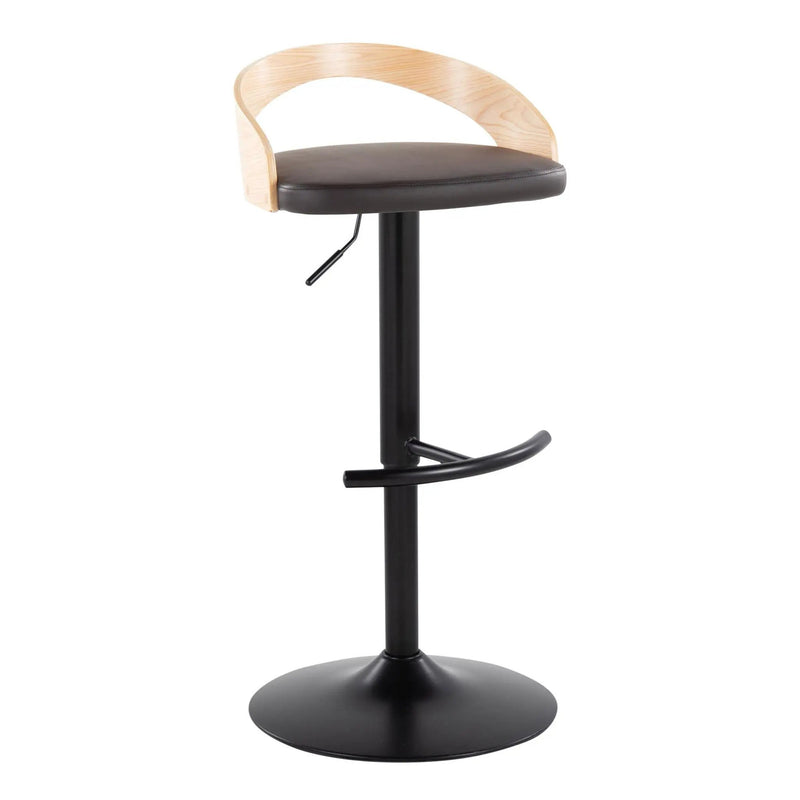 Grotto - Contemporary Adjustable Barstool With Swivel & Rounded T Footrest (Set of 2) by HouseOfZazla
