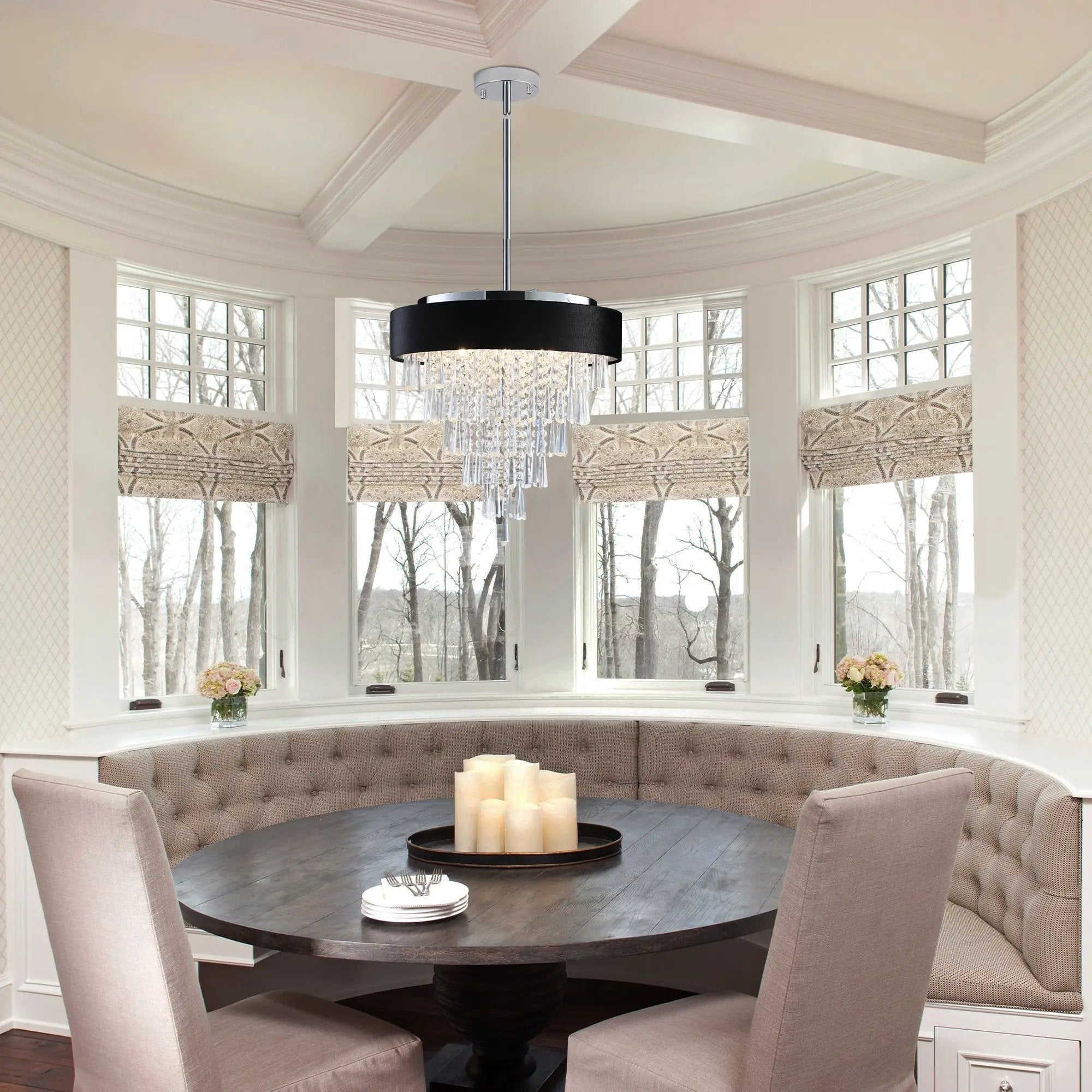 18-inch Modern Crystal Chandelier with Black Velvet Shade by HouseOfZazla