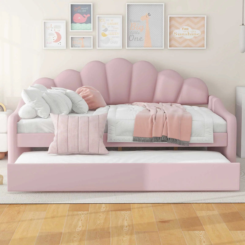 Upholstery Daybed Frame With Shell Shaped Backrest by HouseOfZazla