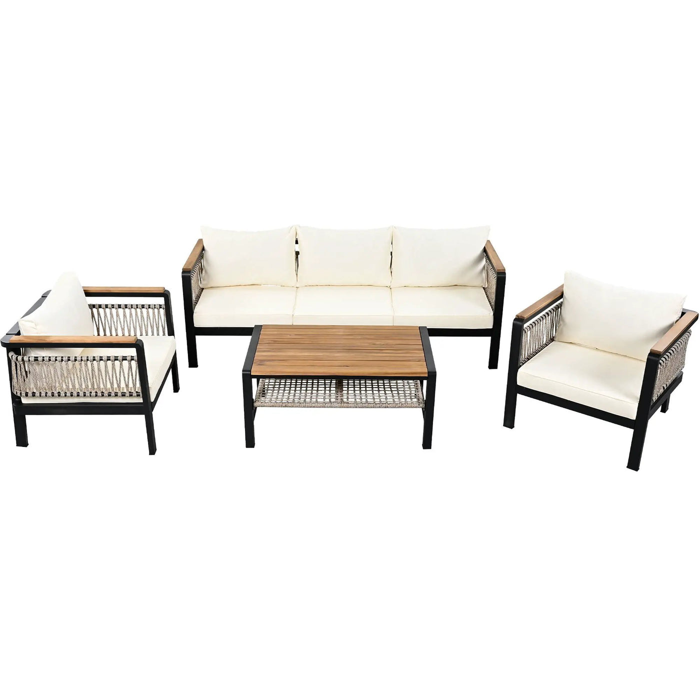 4 Pieces Outdoor Sectional Sofa Set 5 Person Patio Seating Group Outdoor Conversation Set With Cushions And A Coffee Table For Patios by Unique Piece Furniture