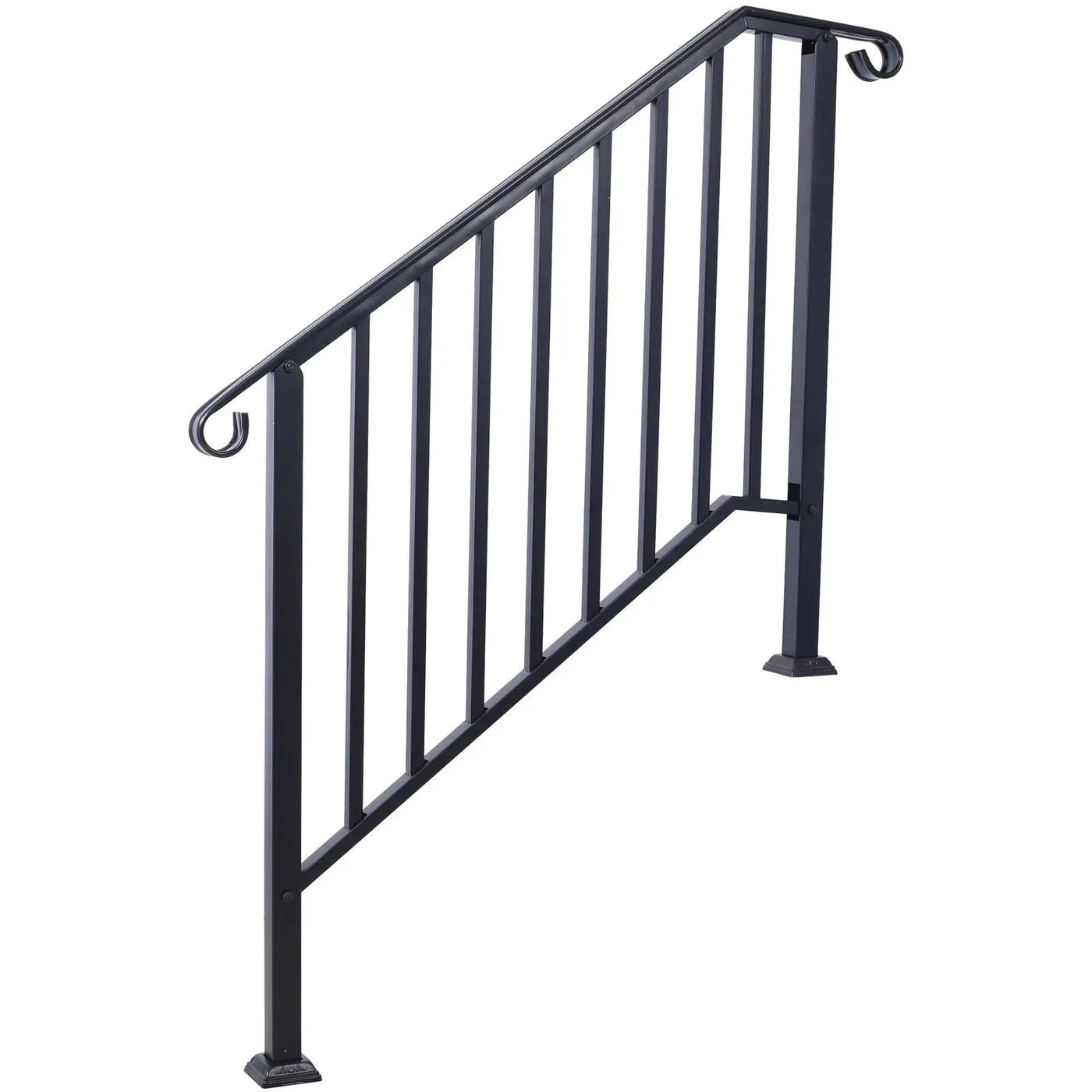 Handrails For Outdoor Steps, Fit 2 Or 3 Steps Outdoor Stair Railing, Wrought Iron Handrail, Flexible Porch Railing, Transitional Handrails For Concrete Steps Or Wooden Stairs by HouseOfZazla