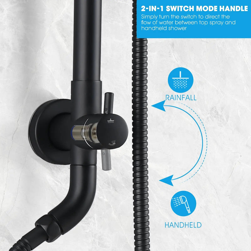 8-Inch Complete Rain Shower Combo System, Matte Black by HouseOfZazla