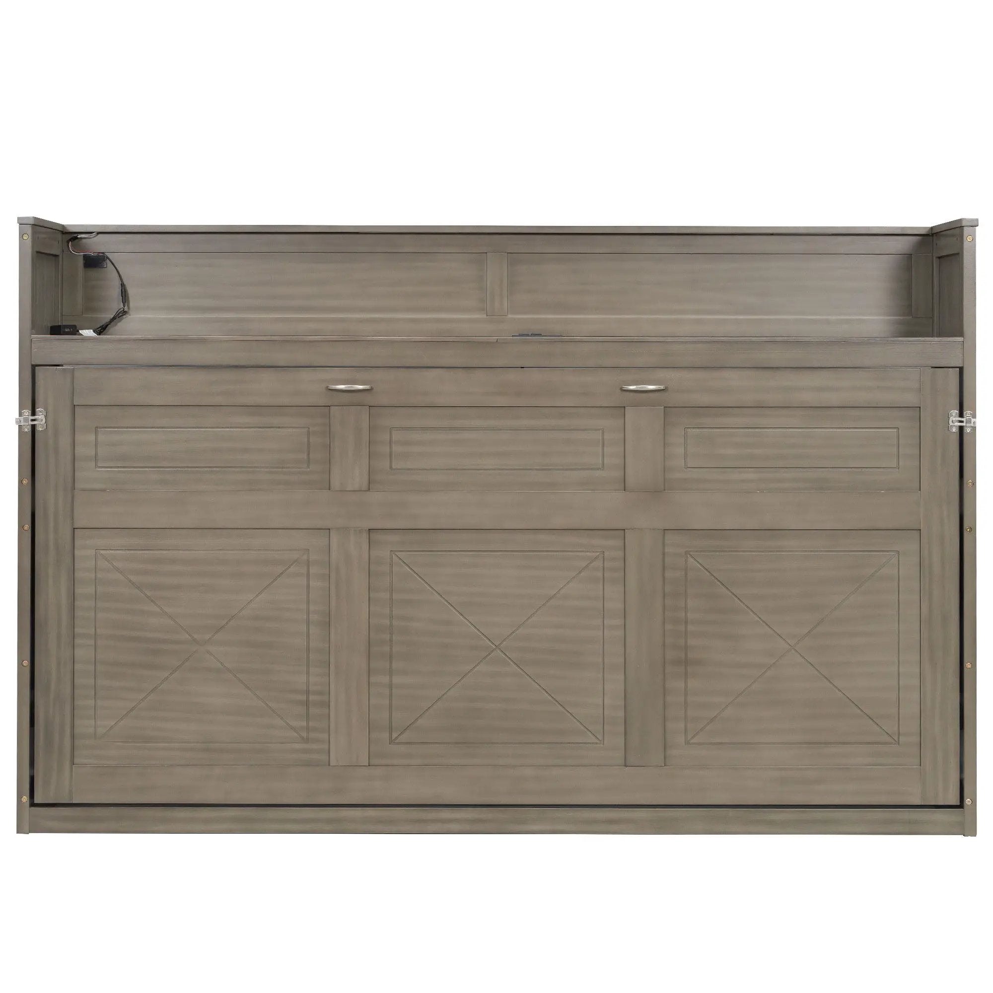 Murphy Bed With Desk, LED Light And USB Charging Station by HouseOfZazla