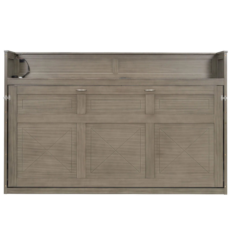 Murphy Bed With Desk, LED Light And USB Charging Station by HouseOfZazla