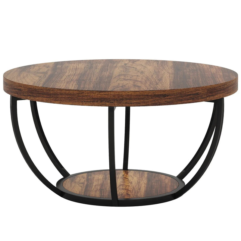 2 Tier Circle Coffee Table With Storage Shelves by HouseOfZazla