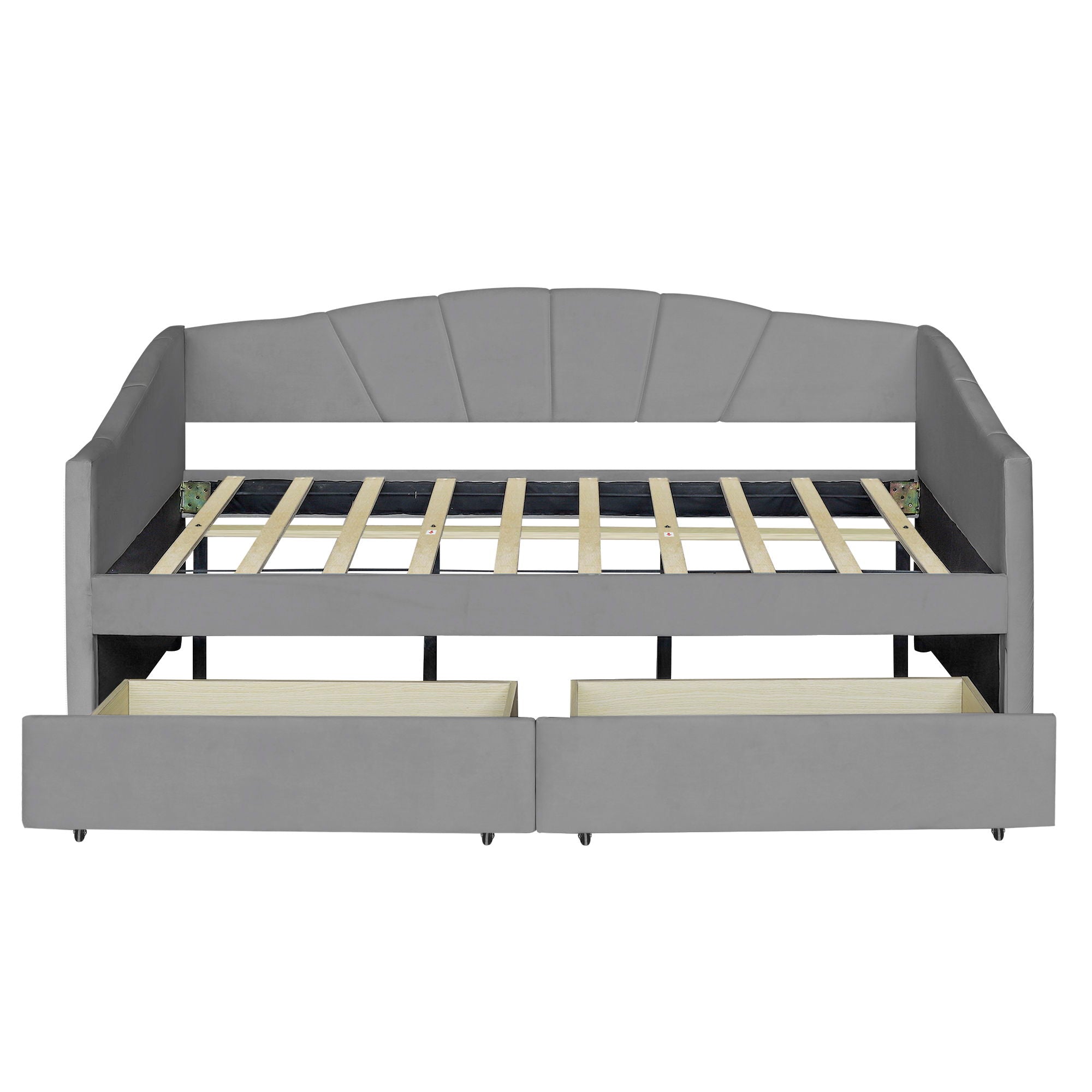 Upholstered Daybed With Two Drawers And Wood Slat by HouseOfZazla