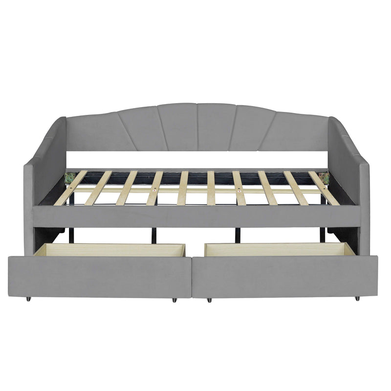 Upholstered Daybed With Two Drawers And Wood Slat by HouseOfZazla