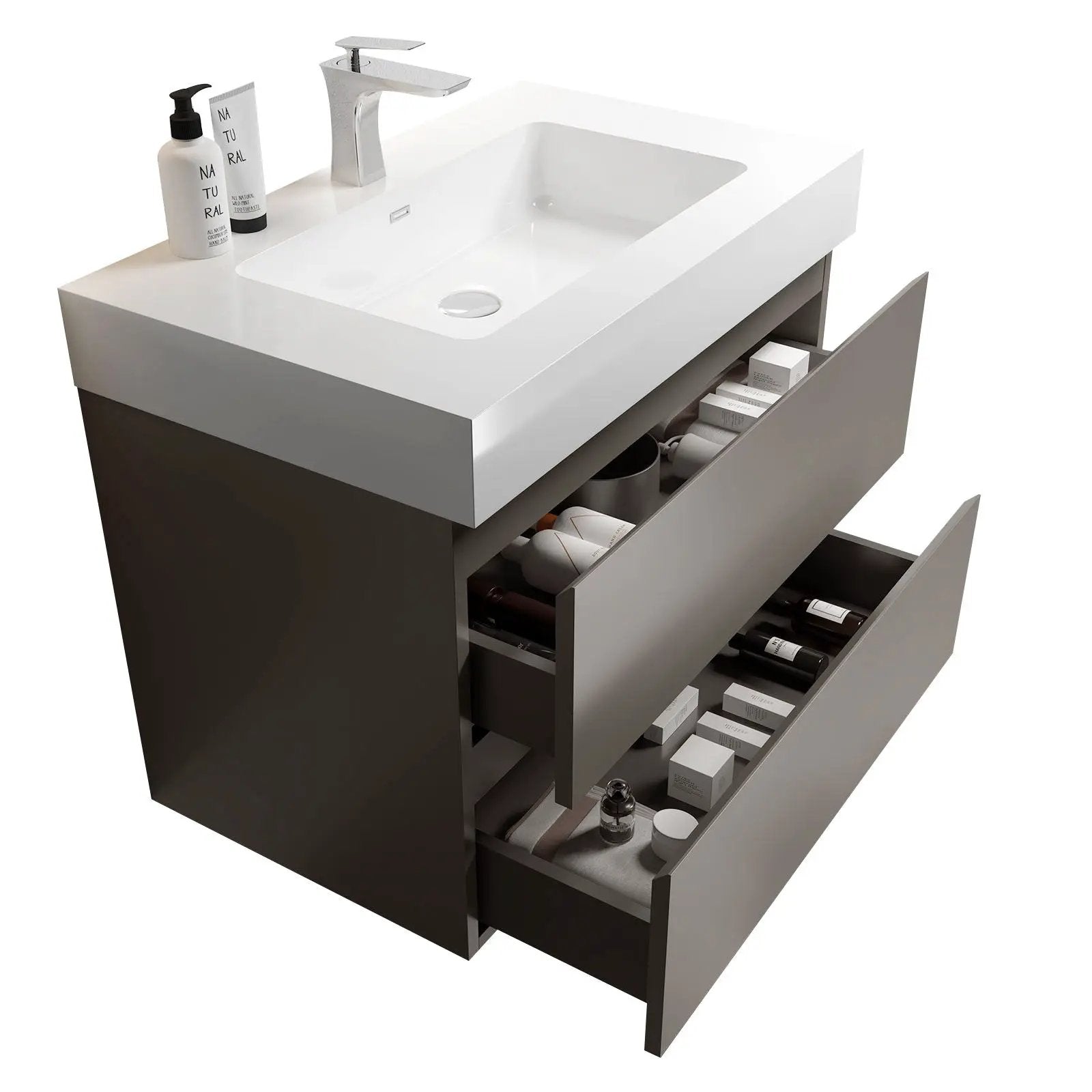 Alice - Bathroom Vanity With Sink, Wall Mounted, Floating by Unique Piece Furniture