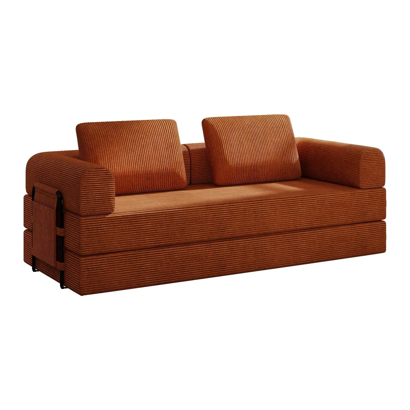 Convertible Sleeper Sofa Bed With Cylindrical Pillow, Fixed Shape Frame by Unique Piece Furniture