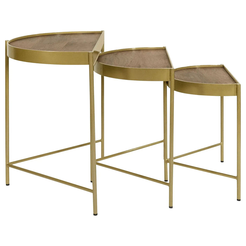 Tristen 3-Piece Demilune Nesting Table Brown and Gold by Unique Piece Furniture