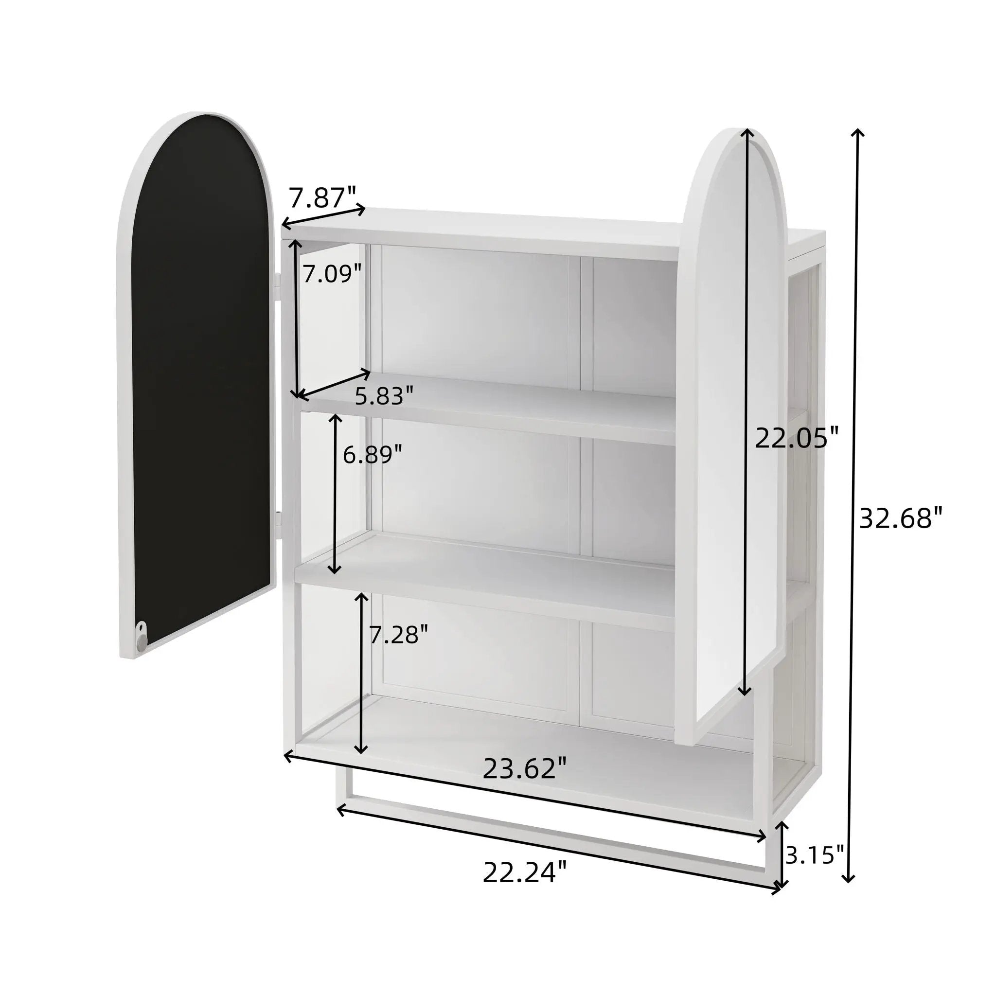 Double Arched Mirror Wall Cabinet With 2 Doors, Featuring Adjustable Shelves And Towel Rack by Unique Piece Furniture