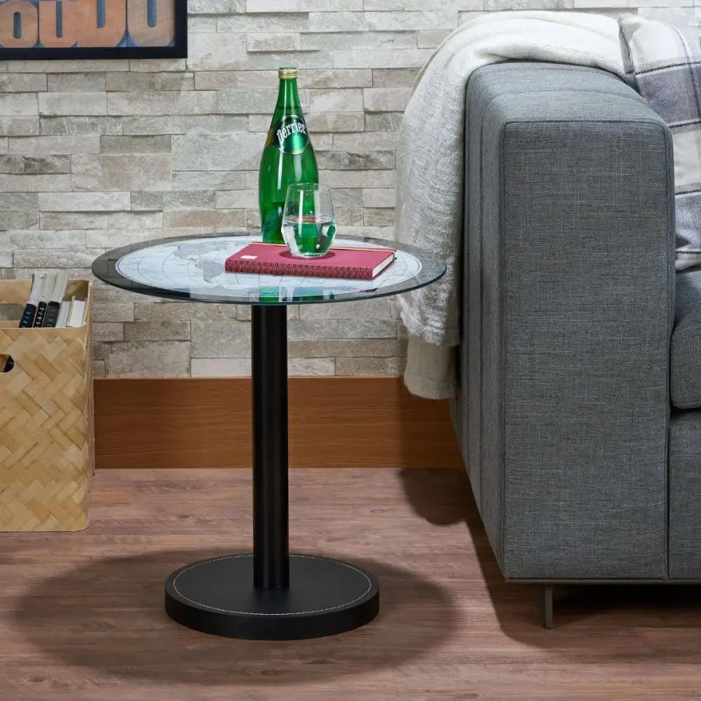 Boli - End Table - Black & Map Glass by Unique Piece Furniture