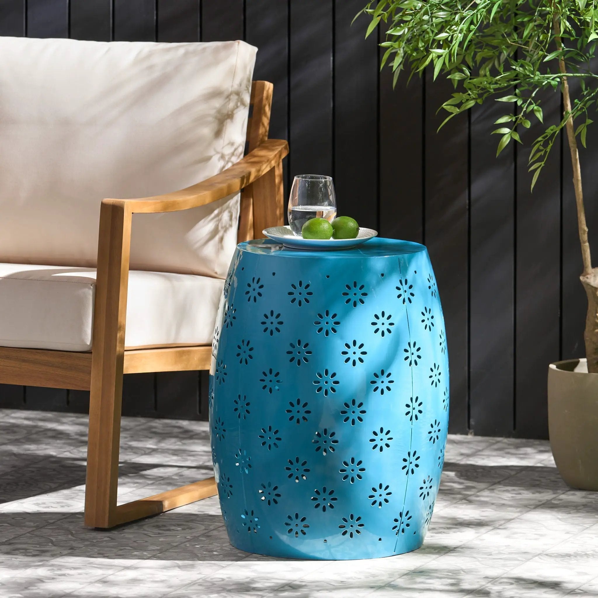 Soleil Barrel Shaped Side Table by HouseOfZazla