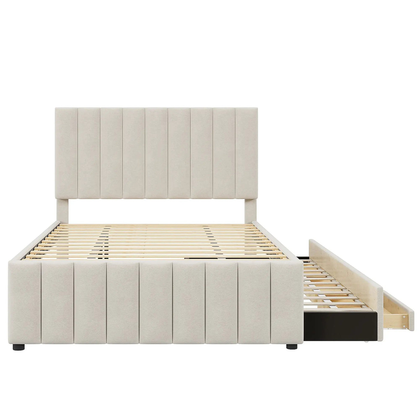 Upholstered Platform Bed With Twin Size Trundle And 3 Drawers by Unique Piece Furniture