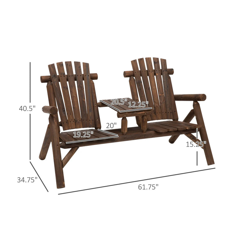 Outsunny 2-Seat Wooden Adirondack Chair, photo 3 of 9