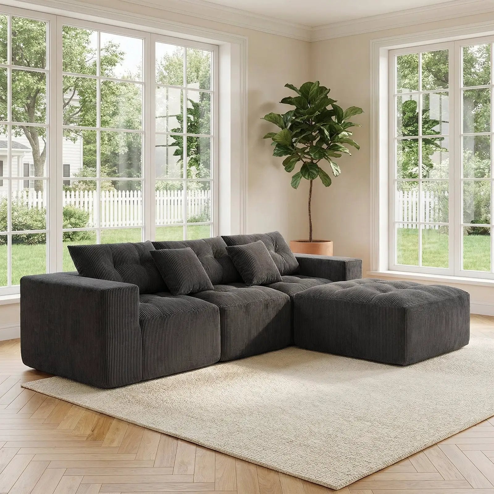 101" L-Shaped Modular Compression Sofa by HouseOfZazla