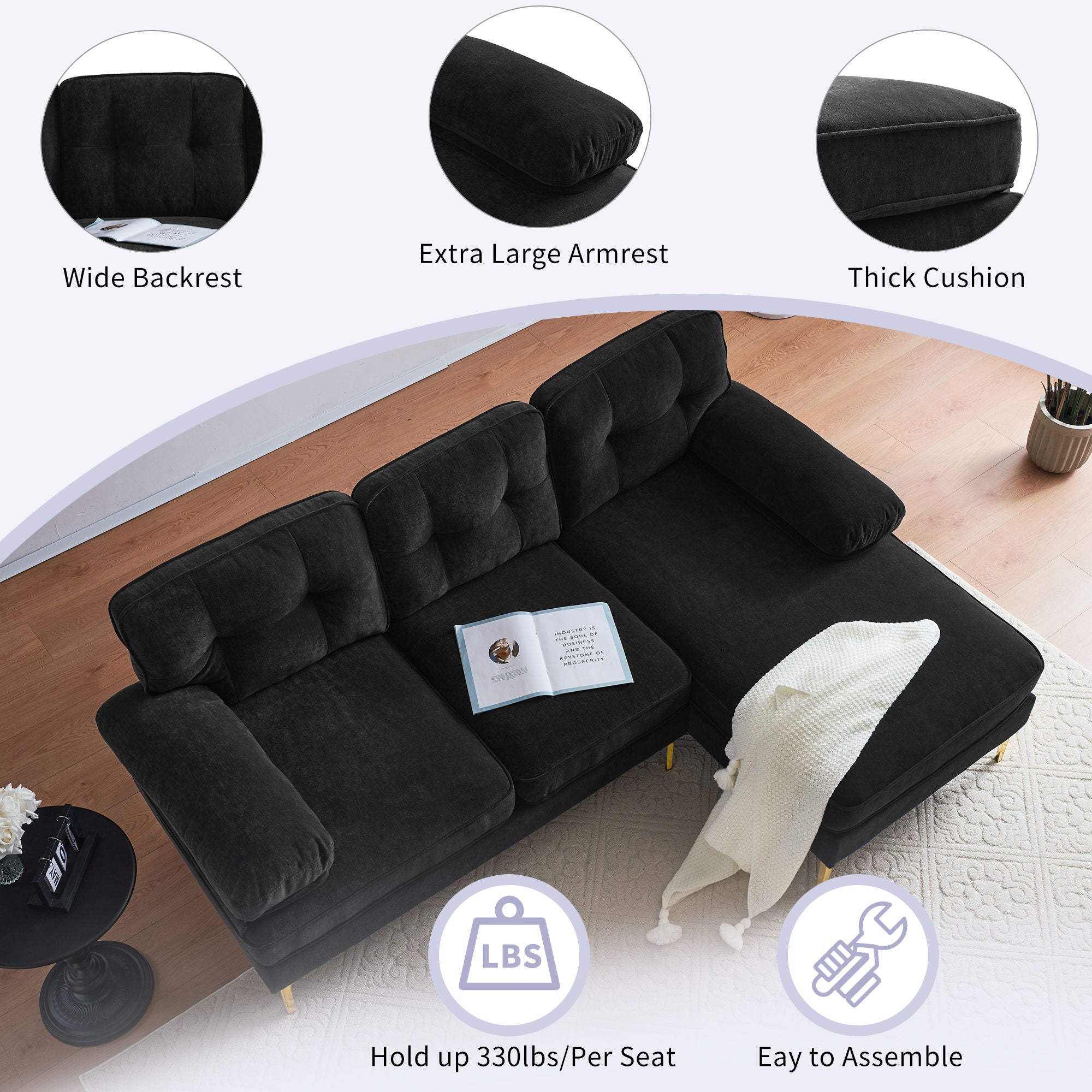Modern L Shaped Sectional Sofa For Living Room by HouseOfZazla