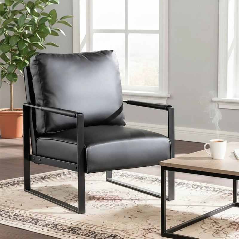 Classic Mid Century Modern Accent Chair With Durable Square Metal Frame, Armchair by HouseOfZazla