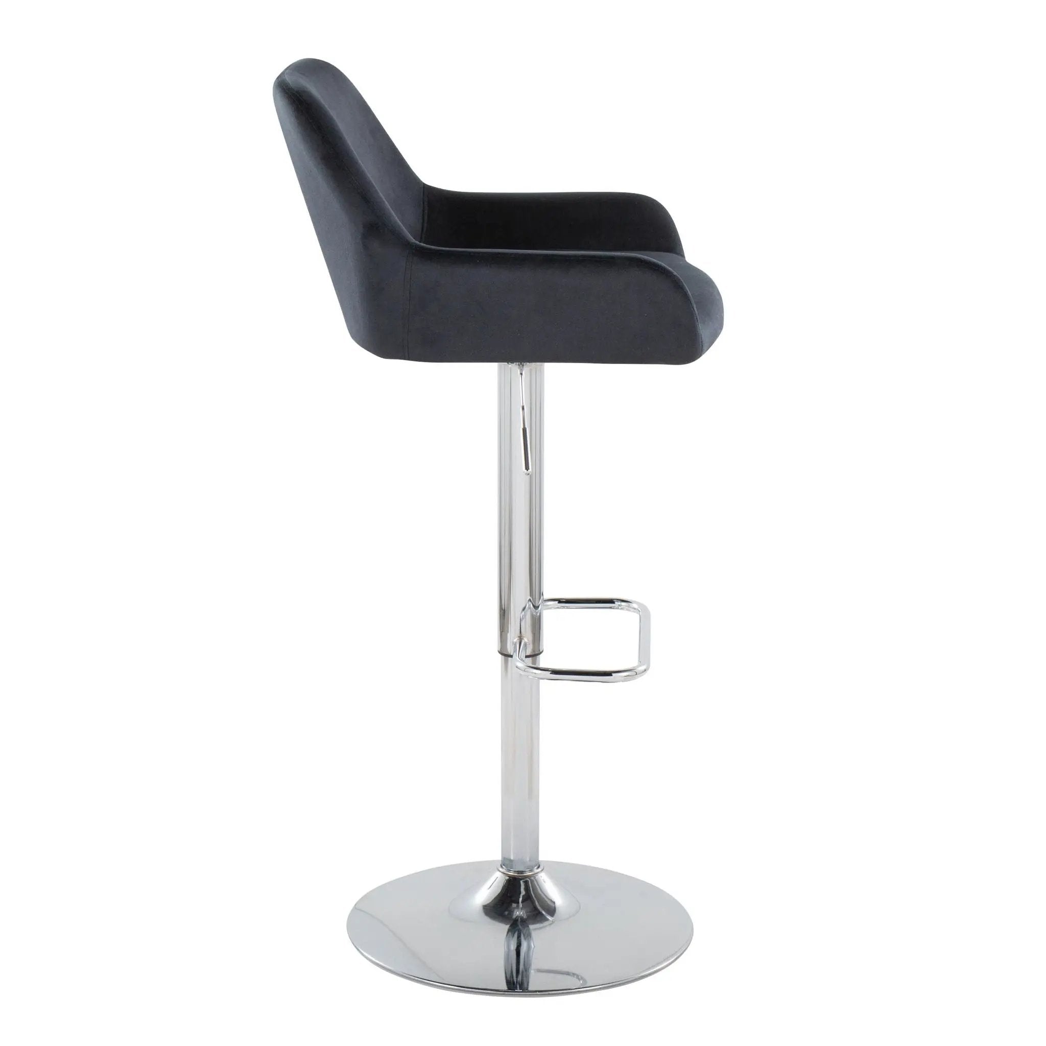 Daniella - Contemporary Adjustable Barstool With Swivel With Rounded Rectangle Footrest (Set of 2) by HouseOfZazla
