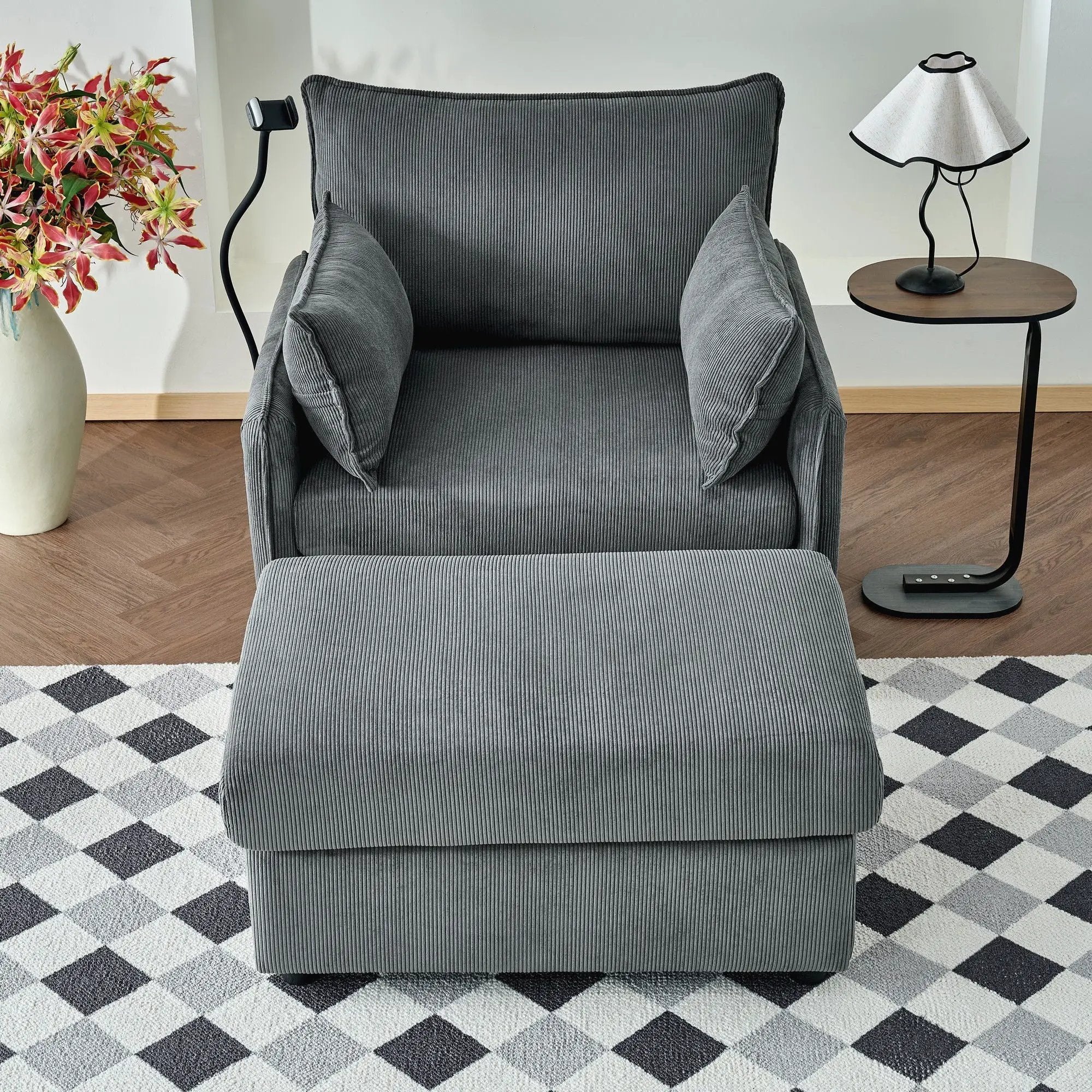 Comfy Oversized Chaise Lounge Chair With Ottoman And Storage by Unique Piece Furniture