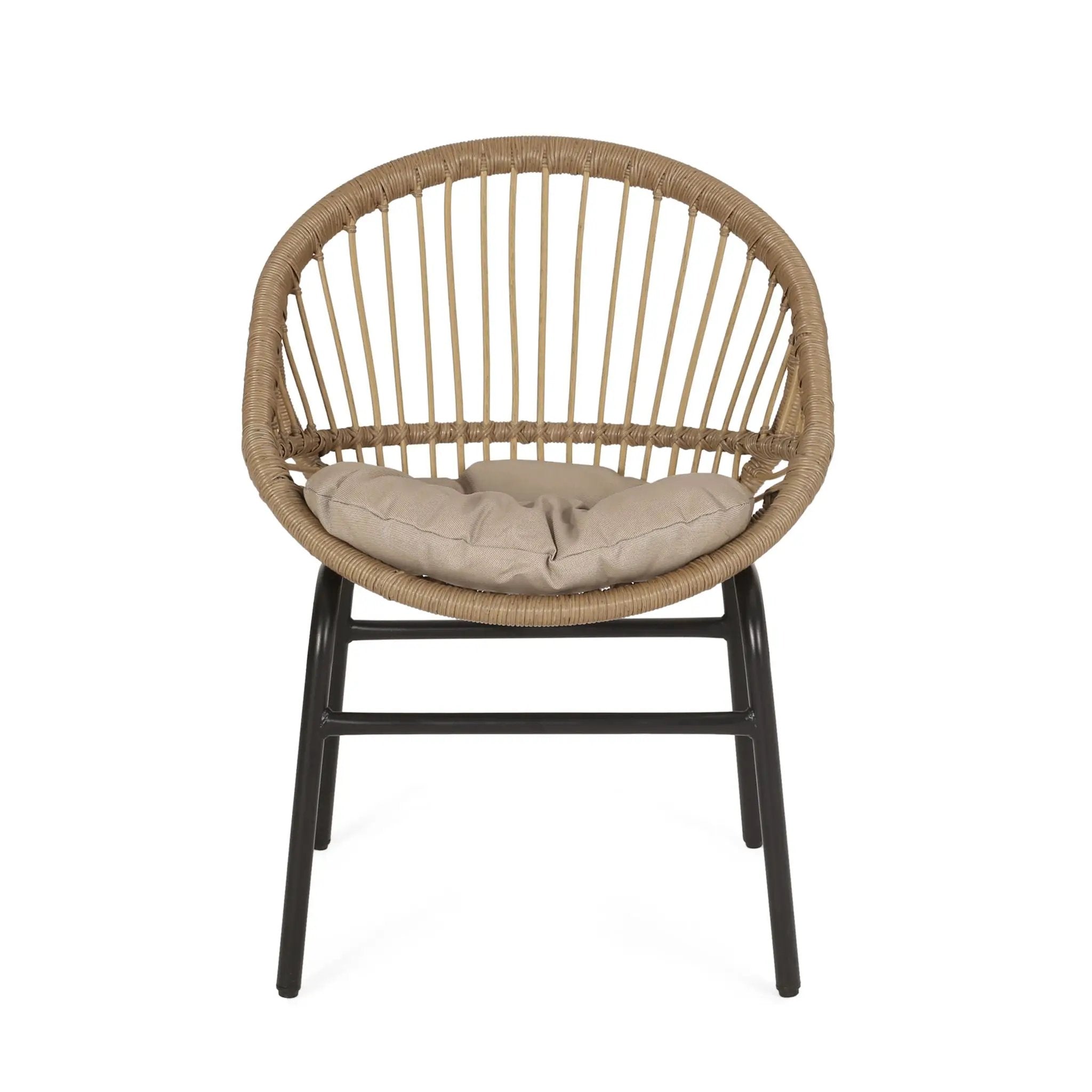 Outdoor Accent Chair With Curved Back And Basket Frame (Set of 2) - Light Brown / Beige by HouseOfZazla