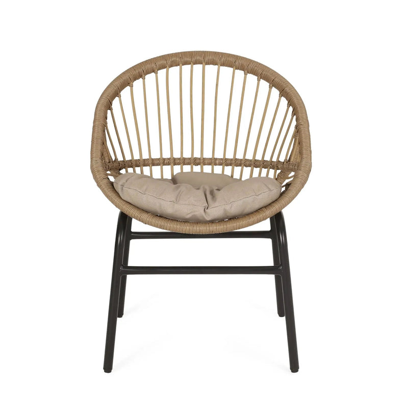 Outdoor Accent Chair With Curved Back And Basket Frame (Set of 2) - Light Brown / Beige by HouseOfZazla