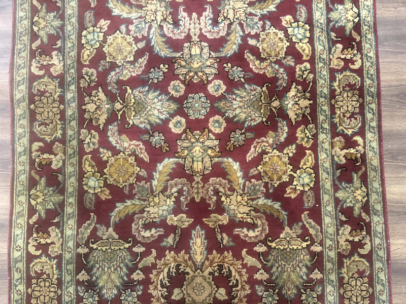 Indo Persian Mahal Rug 4x6, Floral Allover Pattern, Maroon by Jewel Rugs