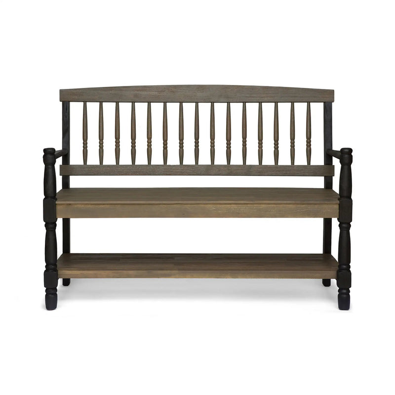 Slatted Bench With Built In Shelf by HouseOfZazla