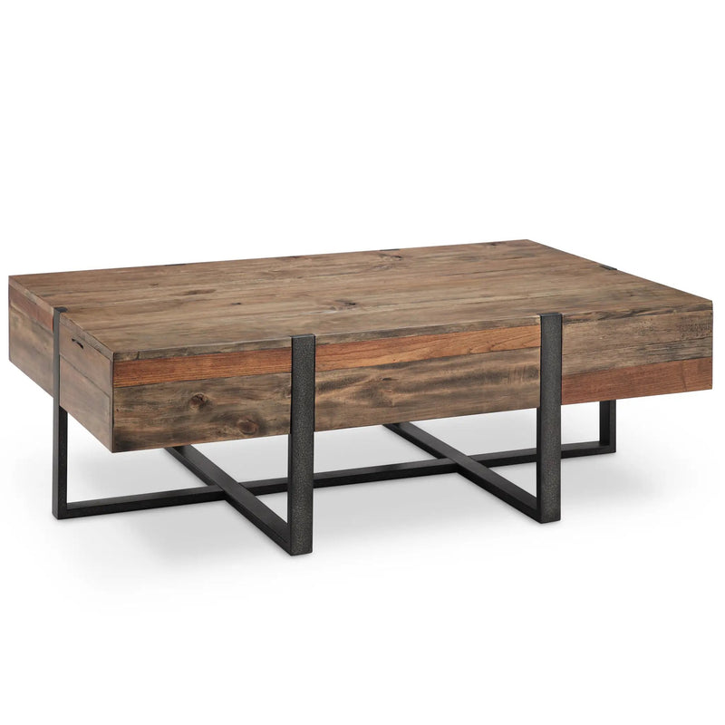 Prescott - Modern Reclaimed Wood Rectangular Cocktail Table - Rustic Honey by Unique Piece Furniture