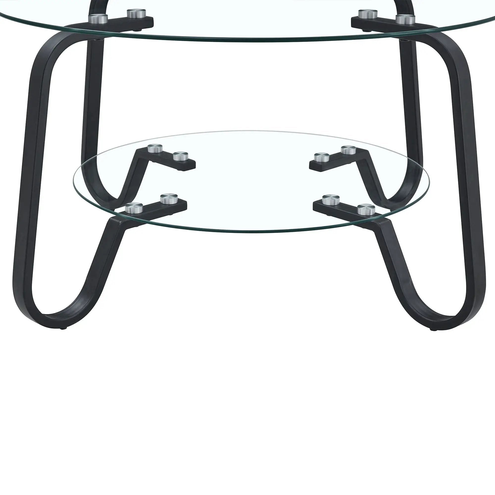 Retro Minimalist Style Metal Frame Double Layer Tempered Glass Coffee Table by HouseOfZazla