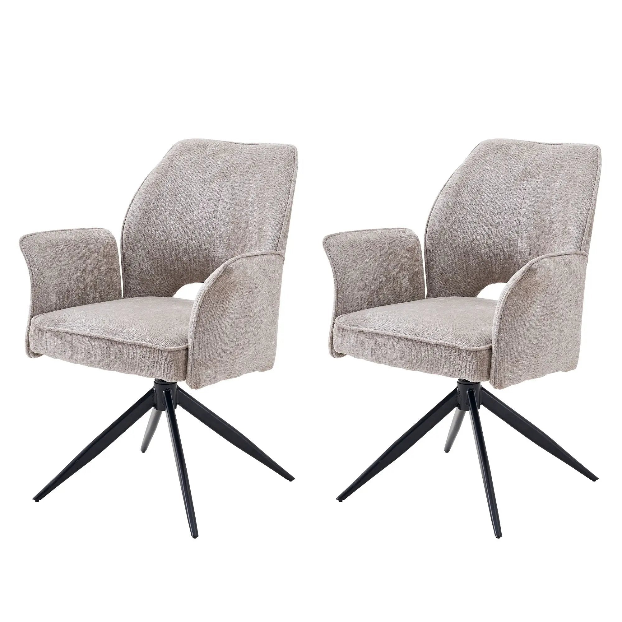 Dining Chair With Soft Cushion And 360° Rotation, Comfortable Armrest For Kitchen (Set of 2) - Gray by Unique Piece Furniture