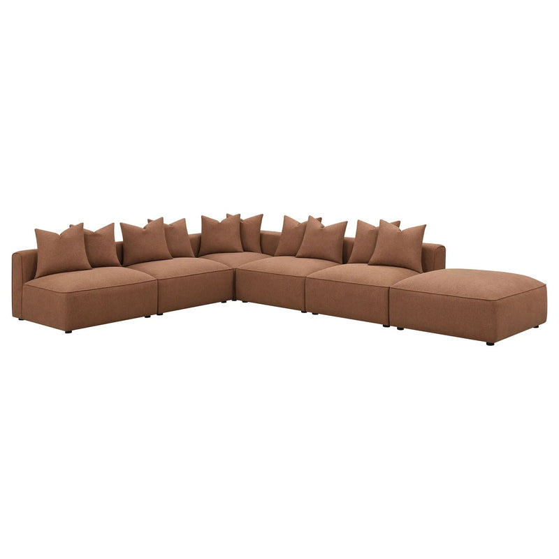 Jennifer Square Upholstered Ottoman Terracotta by Unique Piece Furniture