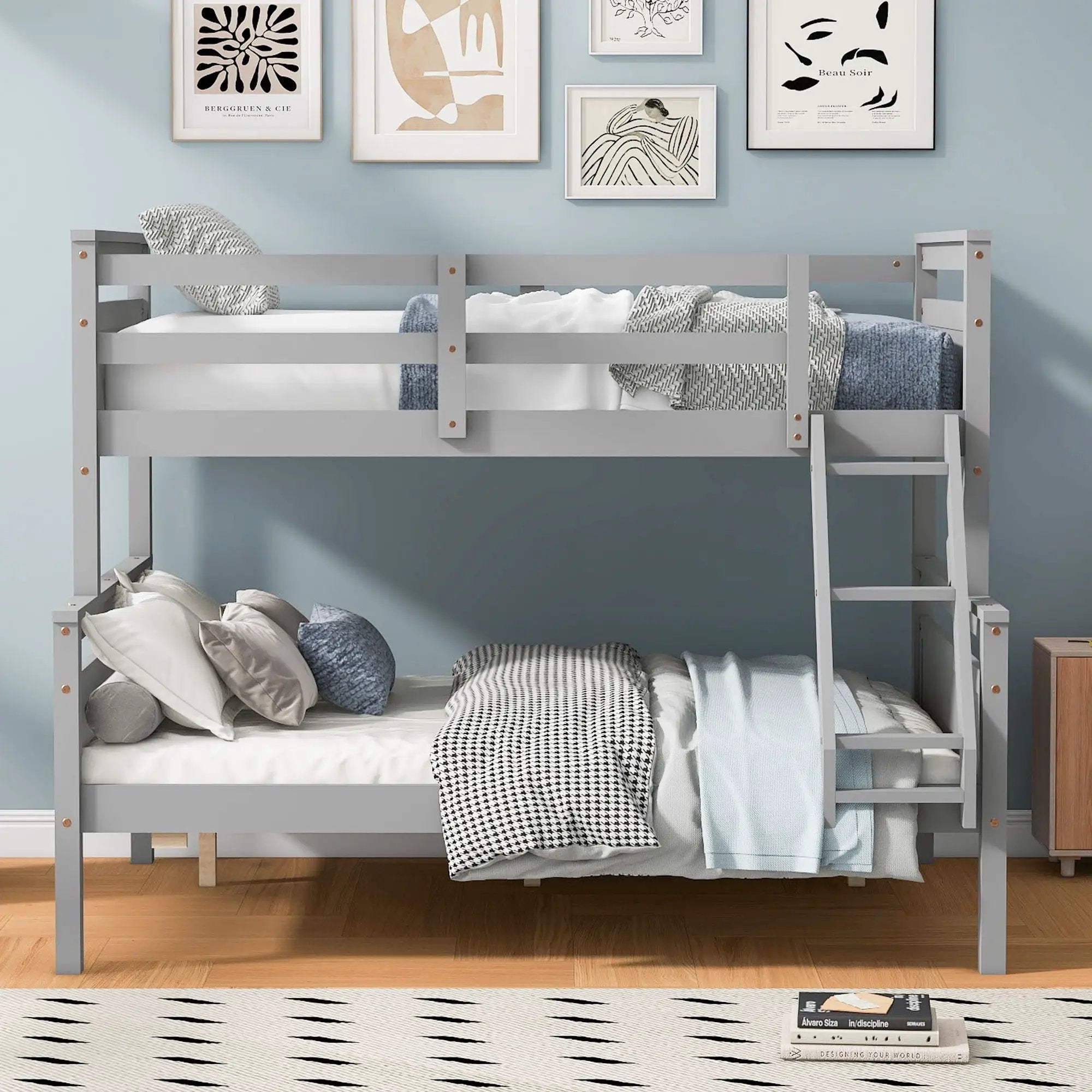 Bunk Bed With Ladder And Safety Guardrail by Unique Piece Furniture