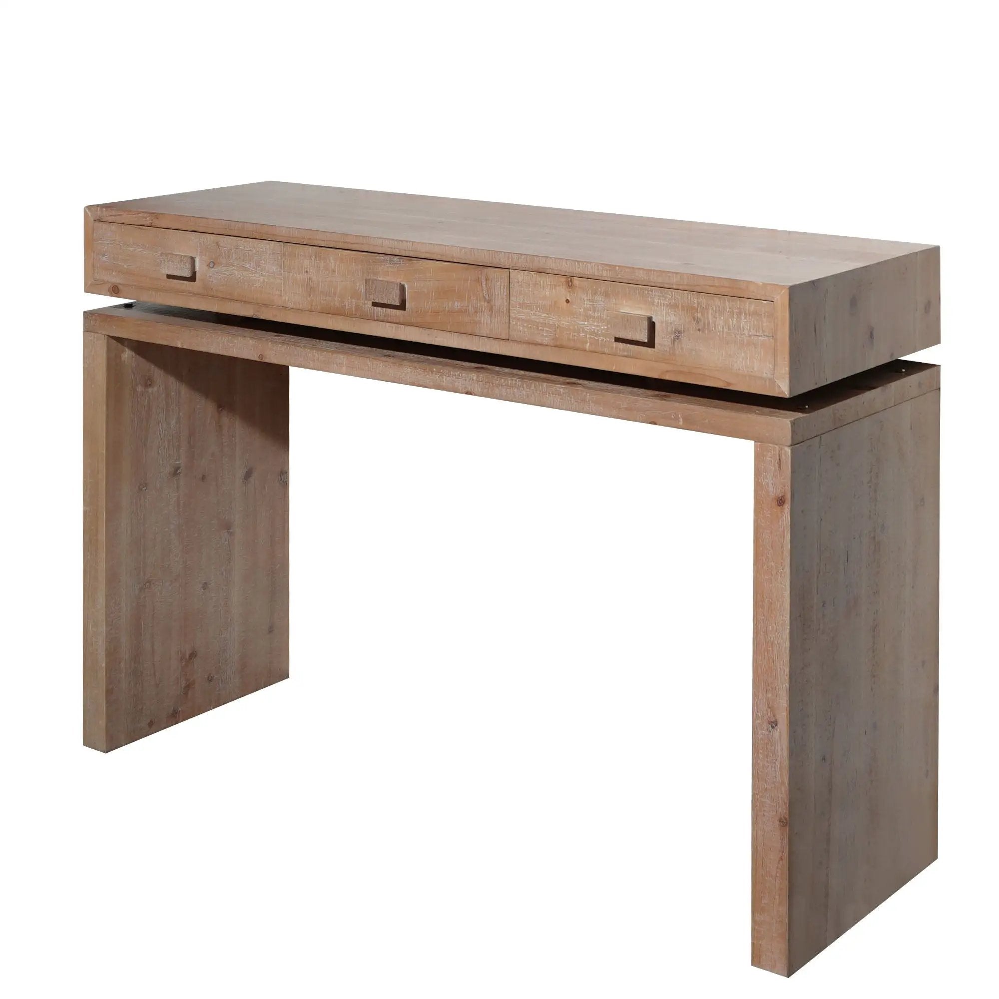Rustic Wood Console Table With 3 Drawers Entryway Table For Hallway, Foyer, Or Office - Natural / Natural & Light Brown / Natural Wood / Natural Wood Wash / Natural / Rustic by Unique Piece Furniture