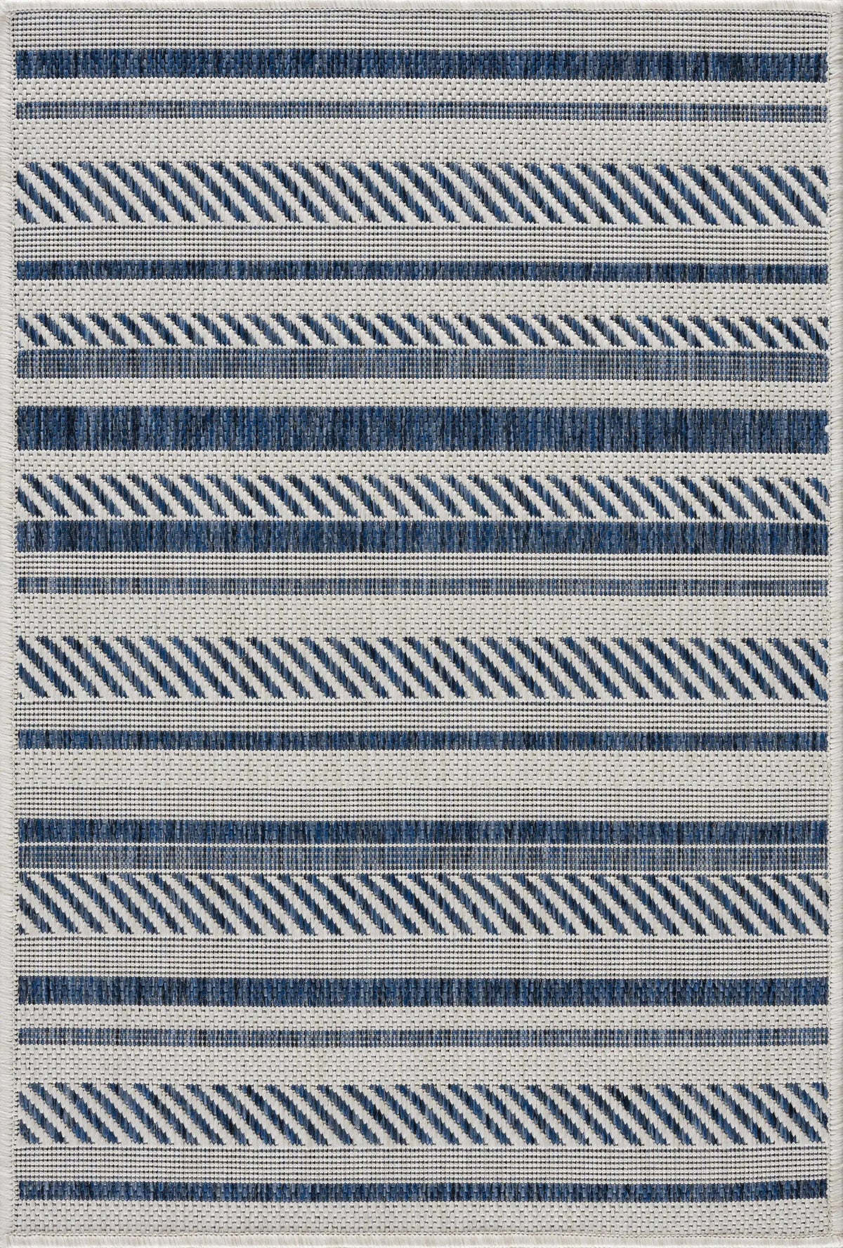 Olin White&Blue Striped Nordic Outdoor Rug, photo 16 of 30
