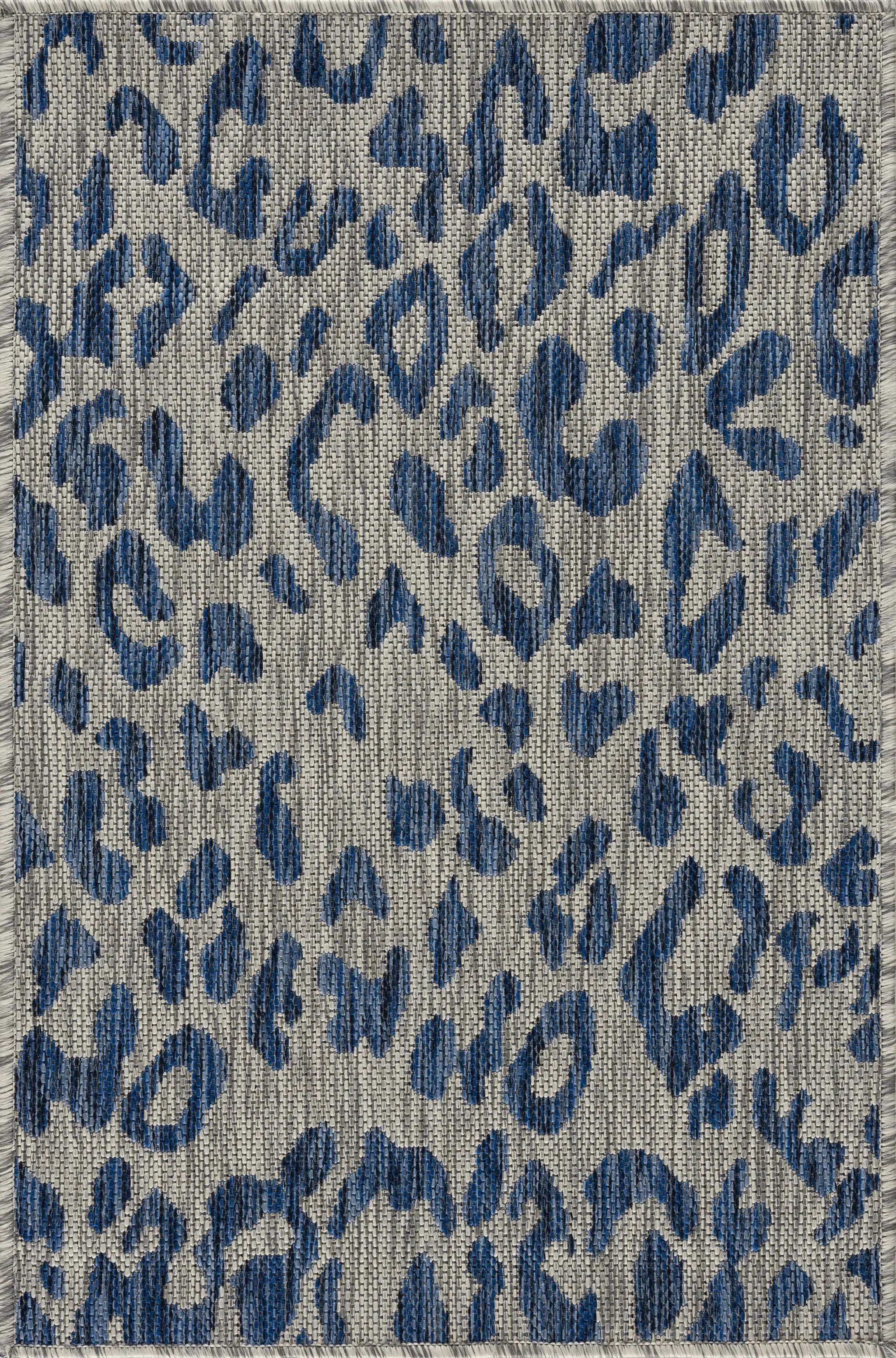 Skipsea Blue Leopard Performance Outdoor Rug by Boutique Rugs