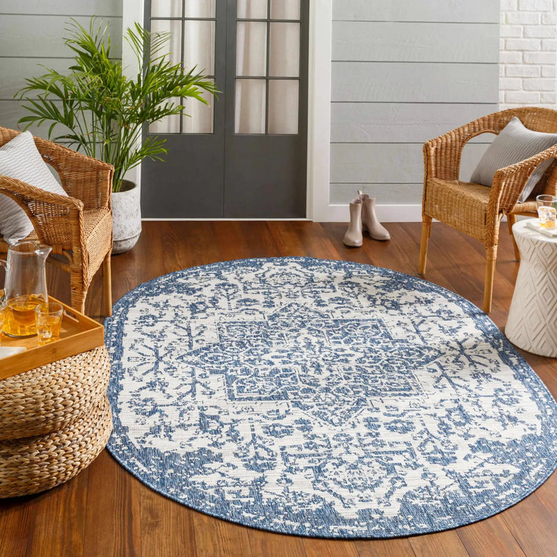 Dark Blue Kilmacolm Indoor & Outdoor Area Rug - Clearance by Boutique Rugs