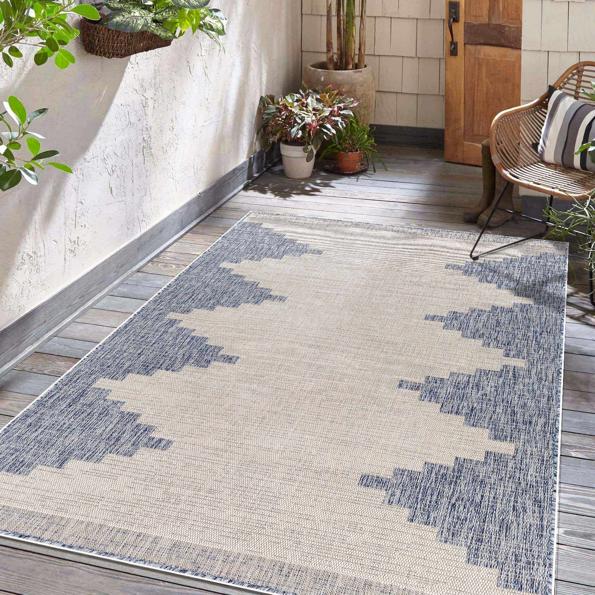 Djugun Blue Indoor & Outdoor Rug by Hauteloom