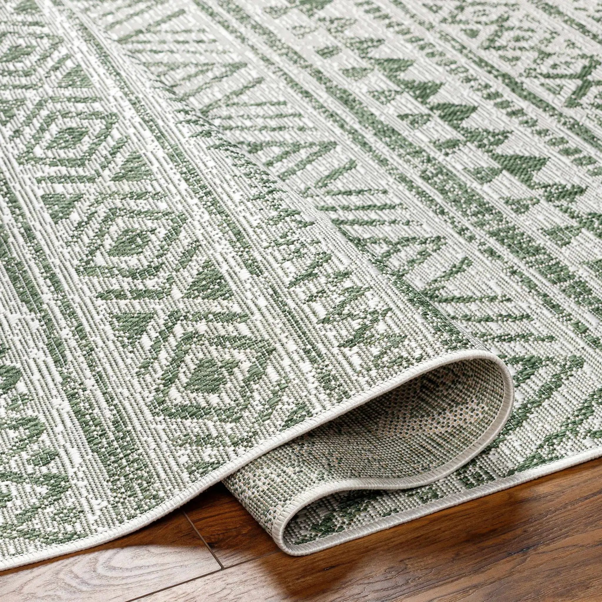 Novato Olive All Over Pattern Performance Outdoor Rug by Boutique Rugs