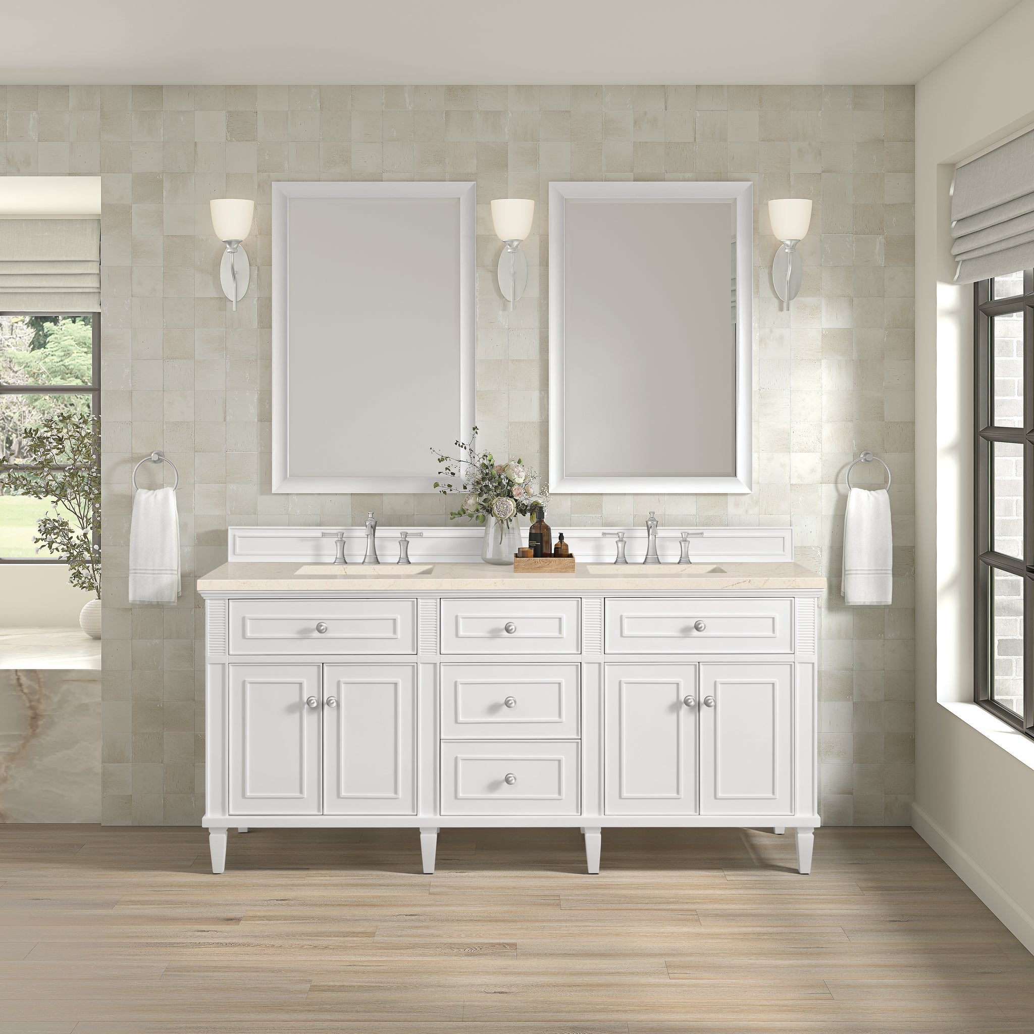 James Martin Lorelai 72" Double Bathroom Vanity, Bright White, view 24