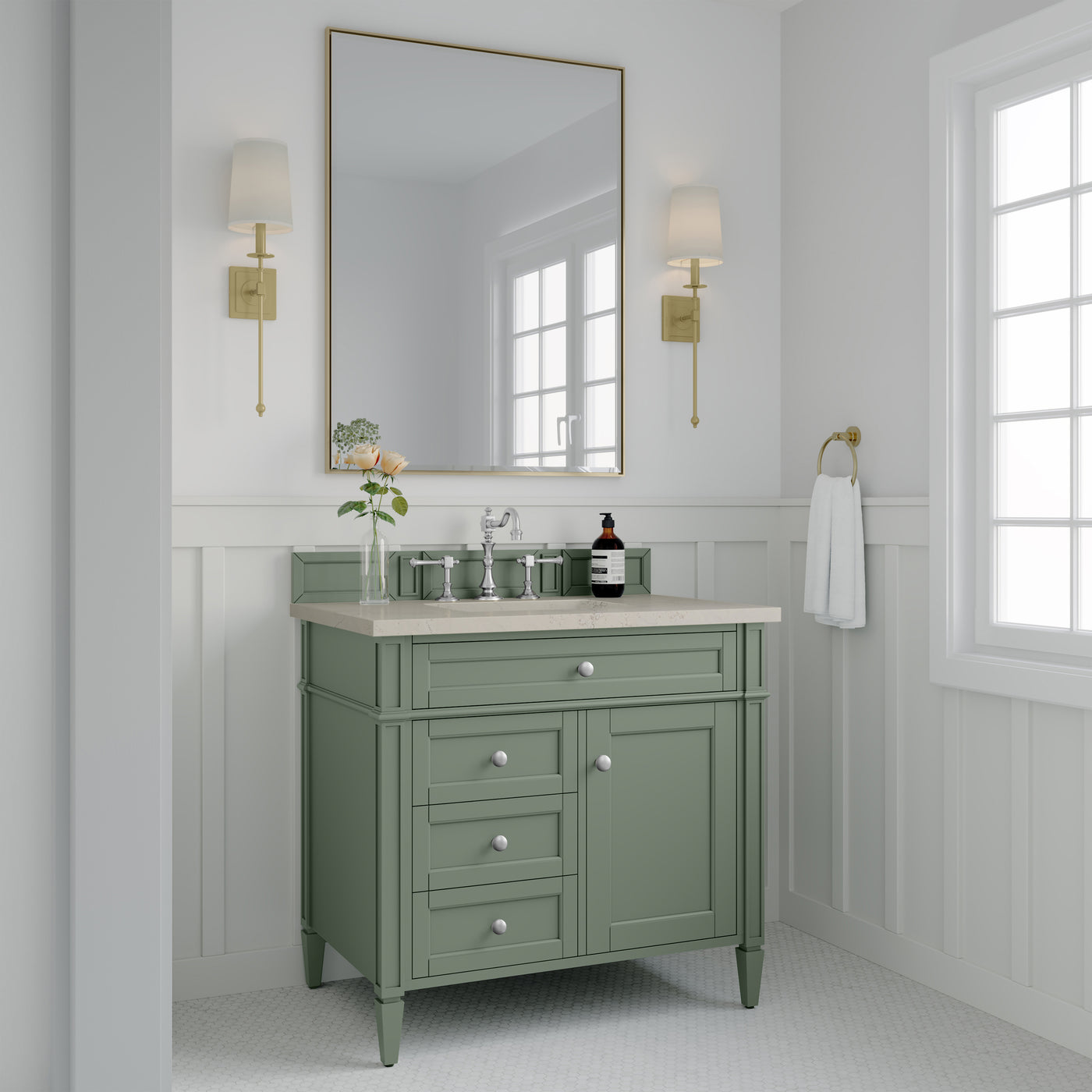 James Martin Brittany 36" Single Bathroom Vanity, Smokey Celadon, view 38