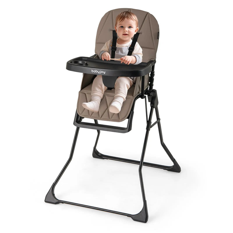 Easy Clean Compact Highchair with Removable Adjustable Tray and PU Seat Cushion by DirectDeals