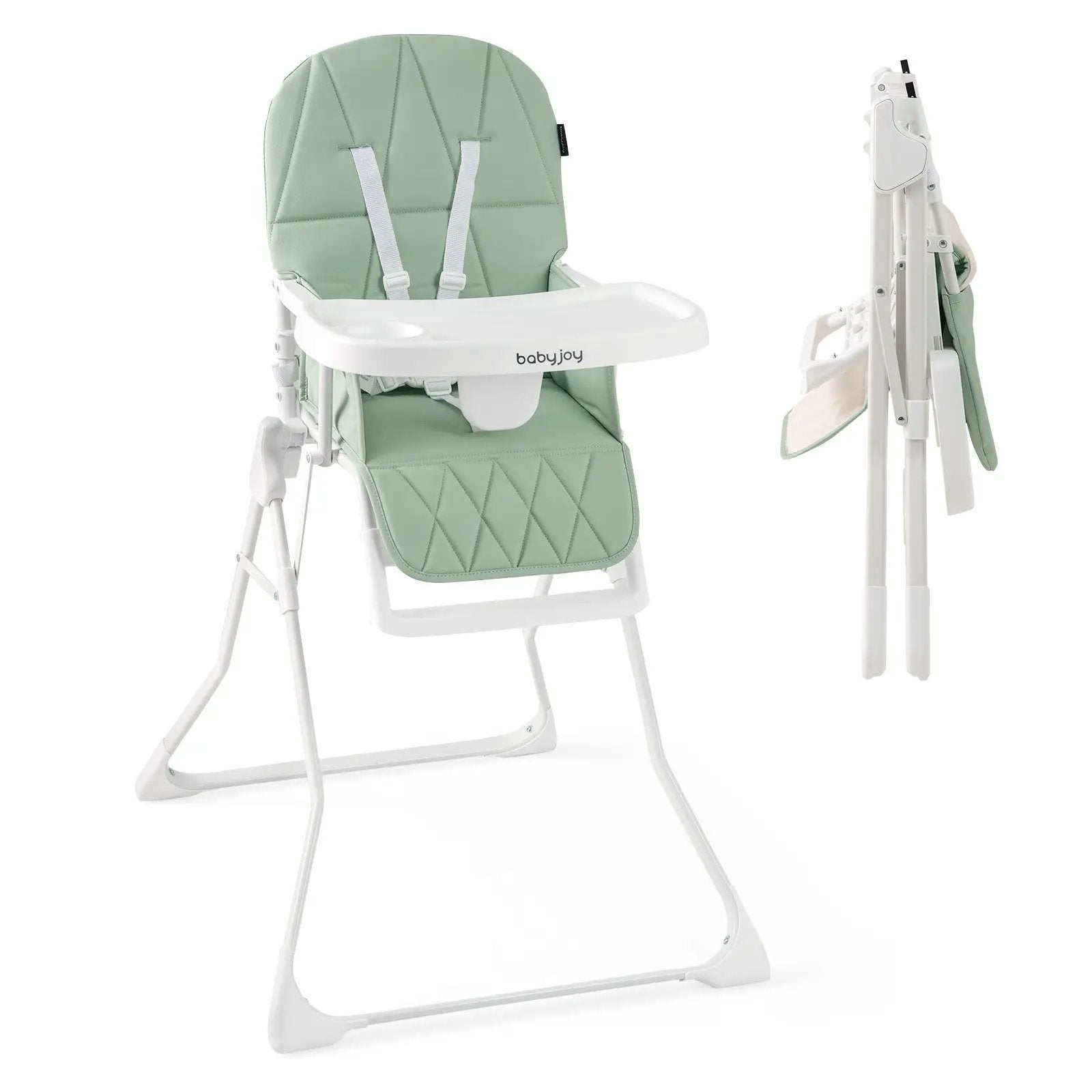 Easy Clean Compact Highchair with Removable Adjustable Tray and PU Seat Cushion by DirectDeals
